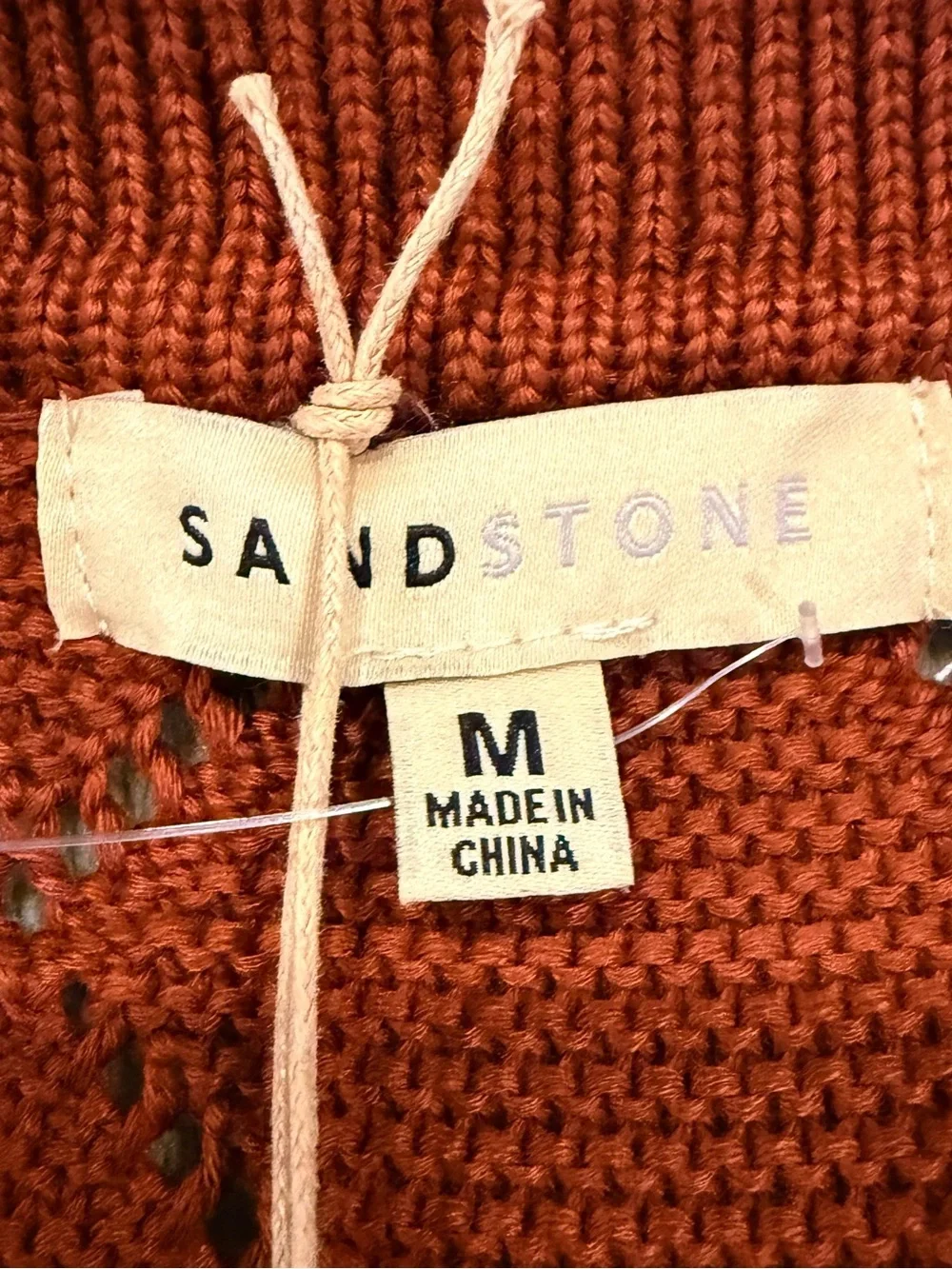 Sandstone Knit Button Front Camp Collar Sweater Shirt Men’s Medium Rust NWT
